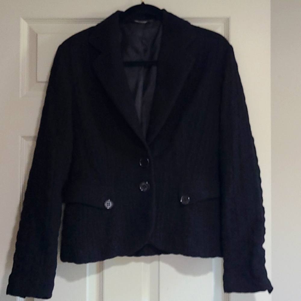 VERSE black, puff-knit, fully lined wool boucle blazer, fits sz 4-6